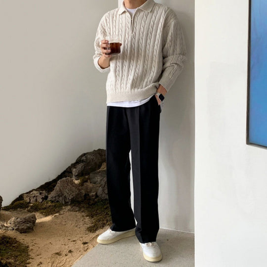 Herren-Strickpullover mit Reißverschluss und Kragen