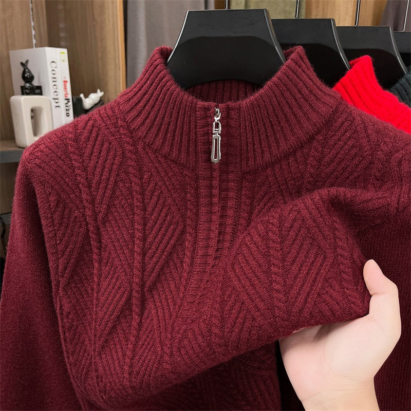 Wollpullover mit Reißverschluss, grob gestrickt