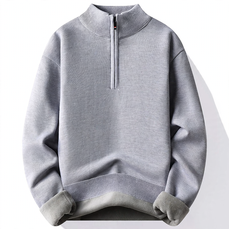 Gefütterter Herren-Strickpullover mit Reißverschluss
