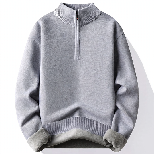Gefütterter Herren-Strickpullover mit Reißverschluss