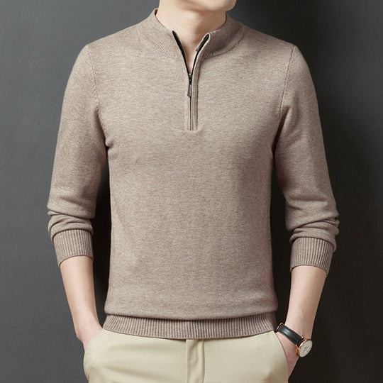 Herren-Strickpullover mit Stehkragen, 350g
