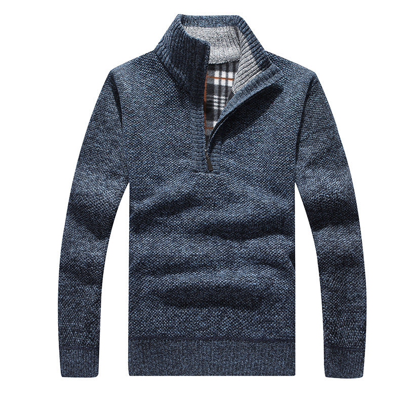 Dicker Herren-Strickpullover mit Reißverschluss und Futter