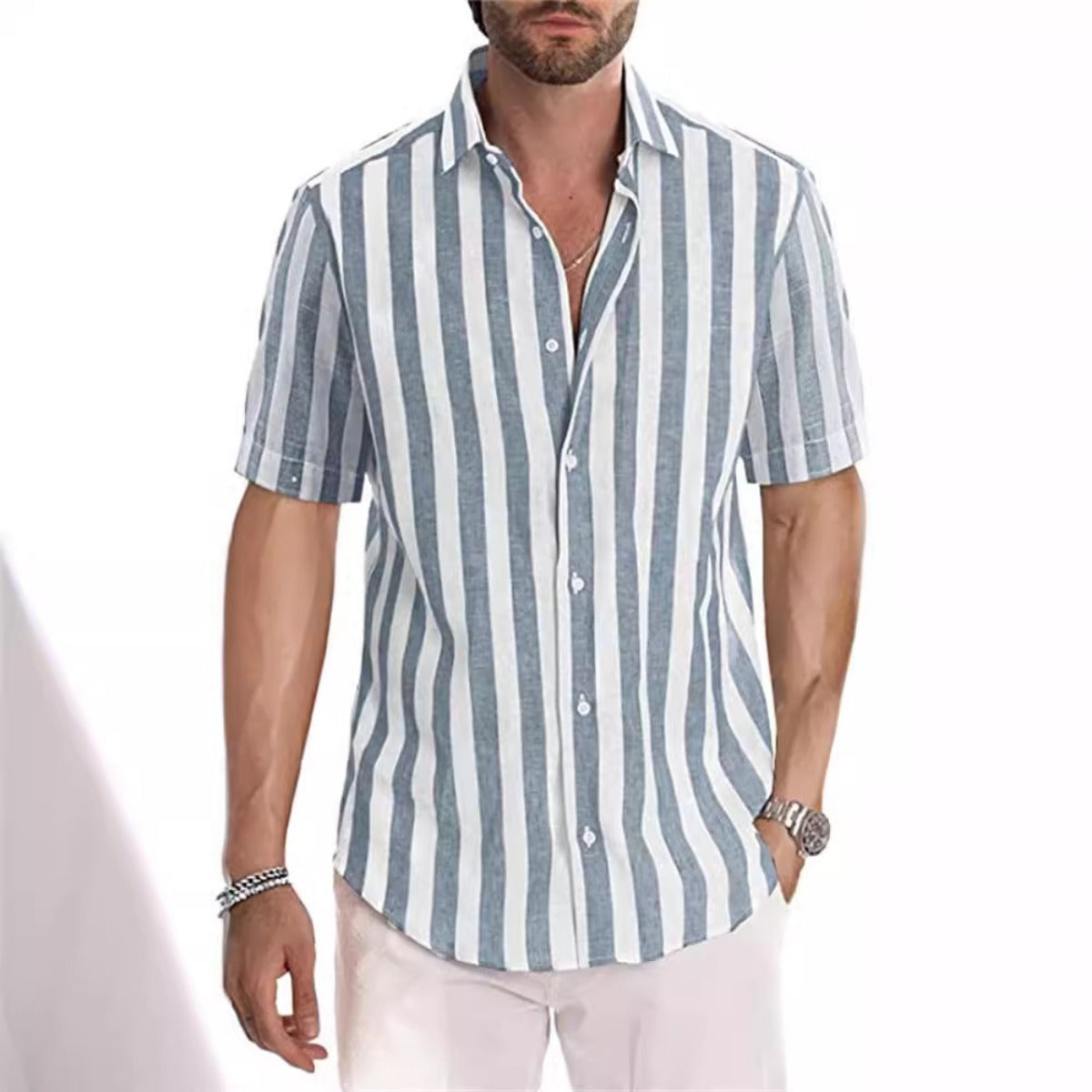 Herren Hemd mit gestreiftem Revers