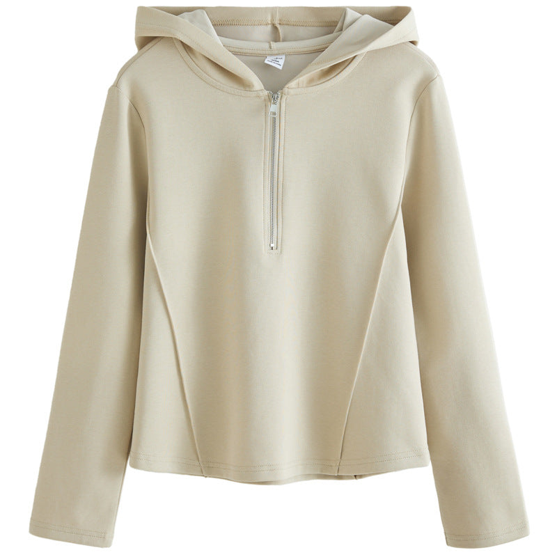 Damen-Kapuzenpullover mit Reißverschluss und Stehkragen
