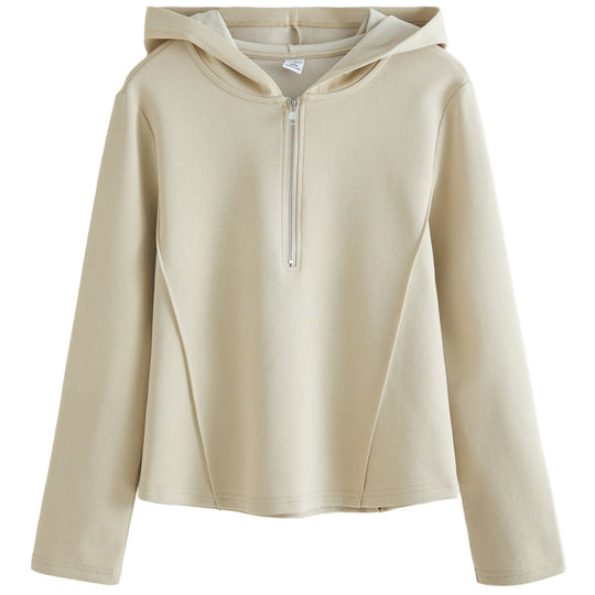 Damen-Kapuzenpullover mit Reißverschluss und Stehkragen
