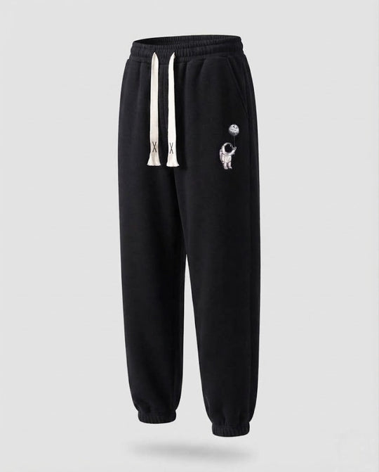 Herren Fleece Jogginghose mit Futter, Kordelzug, elastischen Bündchen und Astronauten Druck Shop Nory