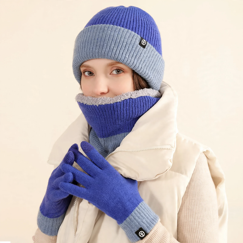 3-teiliges Winter-Set: Mütze, Schal und Handschuhe