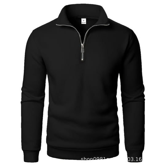 Gefüttertes Stehkragen-Sweatshirt mit Viertel-Reißverschluss