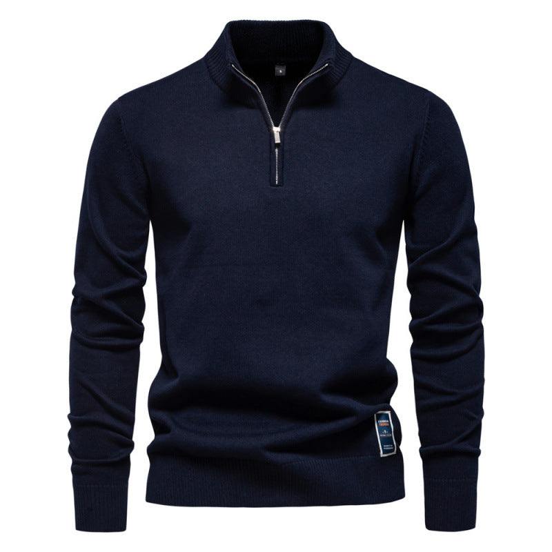 Herren-Strickpullover mit Stehkragen und Reißverschluss