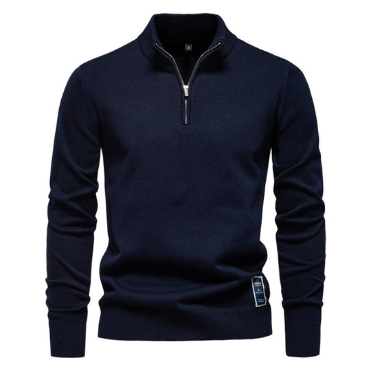 Herren-Strickpullover mit Stehkragen und Reißverschluss