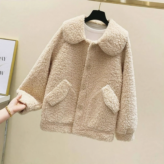 Gefütterte Lammfleece-Imitat Jacke, warm und bequem