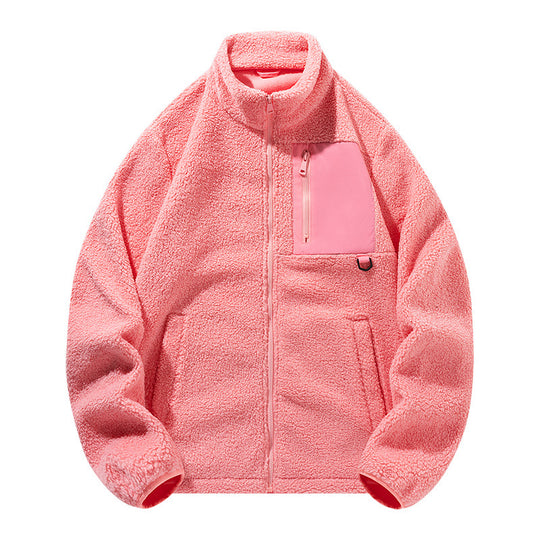 Unisex-Fleecejacke mit Stehkragen und Taschen