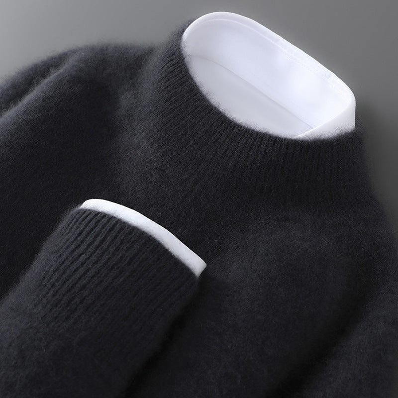 Herren-Pullover mit Stehkragen aus 100% Wolle