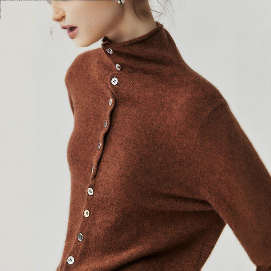 Strickjacke mit Rollkanten, weiche Haptik