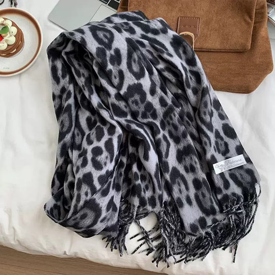 Retro-Schal mit Leopardenmuster, 190x35 cm