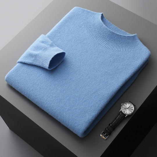 Herren-Wollpullover, Stehkragen, dünn