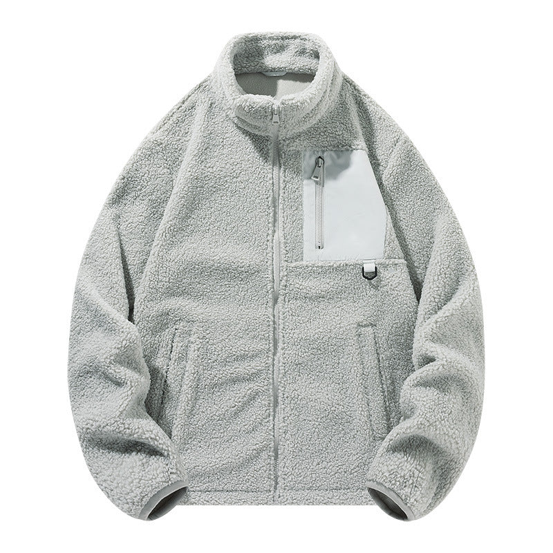 Unisex-Fleecejacke mit Stehkragen und Taschen