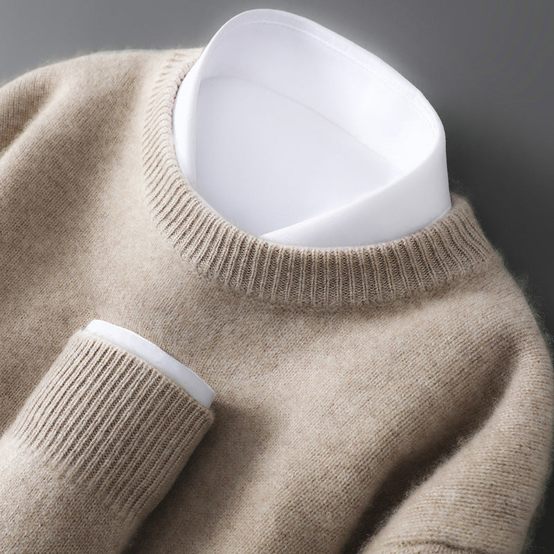 Herren-Wollpullover, halbhoher Kragen, gestrickt, locker