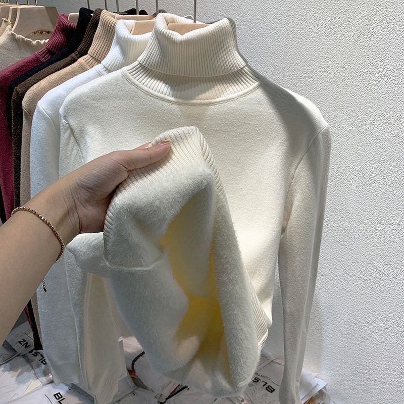 Damen-Rollkragenpullover, gefüttert, Strick