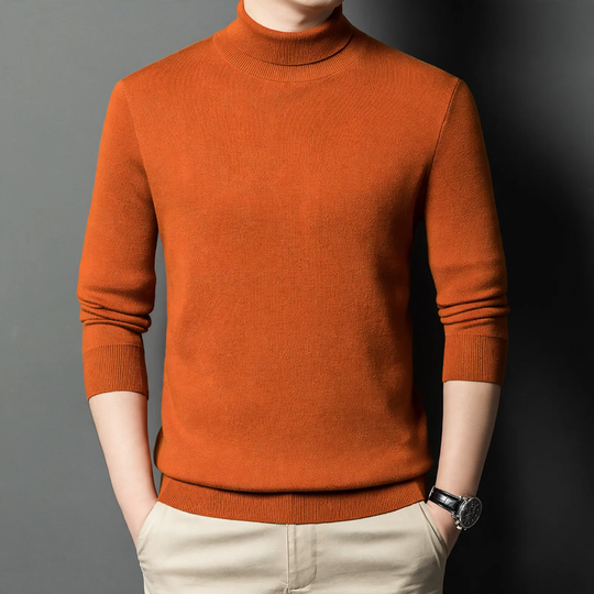 Herren-Strickpullover aus Wolle, Stehkragen, warm