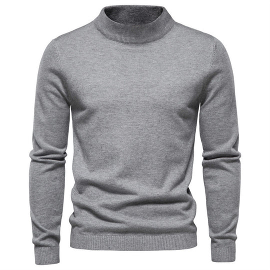 Herren-Rollkragenpullover, gestrickt, einfarbig