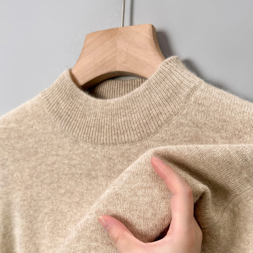 Herren-Pullover mit Stehkragen, einfarbig, pflegeleicht