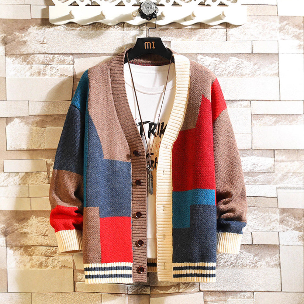 Herren Strickjacke, V-Ausschnitt, Design-Akzente