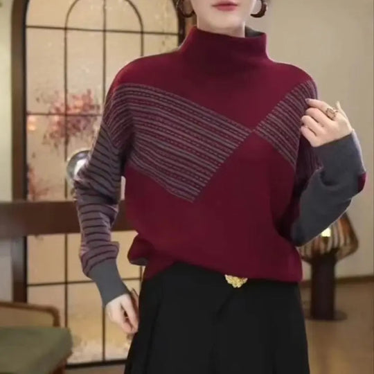 Wendbarer Strickpullover für Damen, zweifarbig