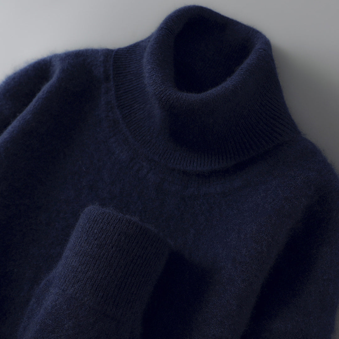 Herren-Wollpullover, 100% Wolle, Stehkragen, Business-Stil