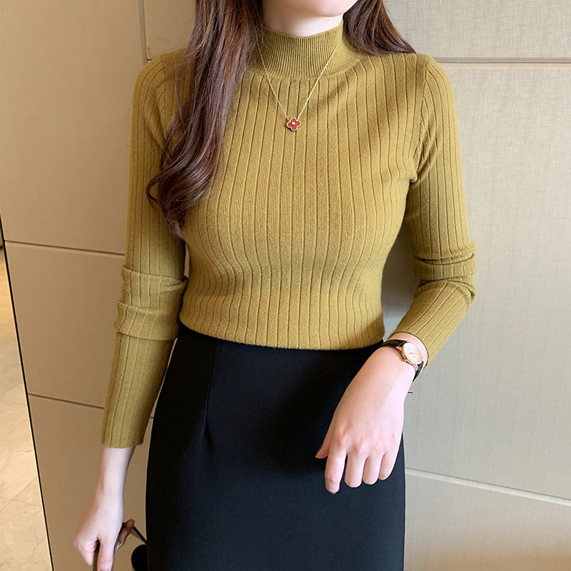 Damen-Strickpullover mit Stehkragen, dünn