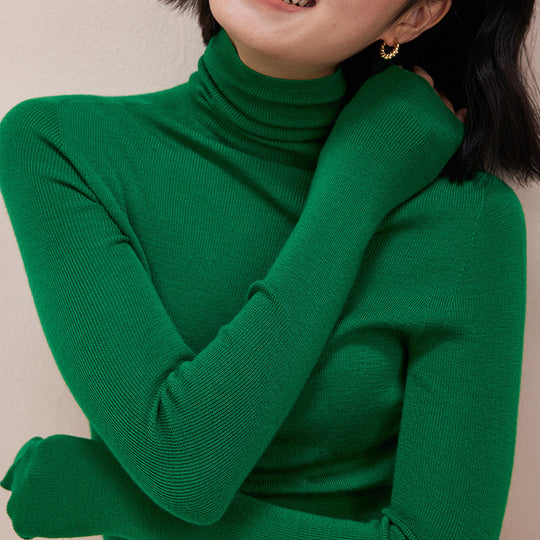 Damen-Wollpullover mit Stehkragen, 100% Wolle