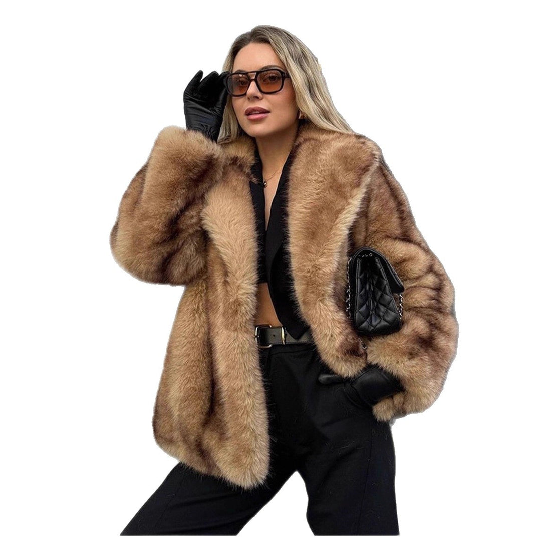 Warme und lockere Kunstpelzjacke für Damen
