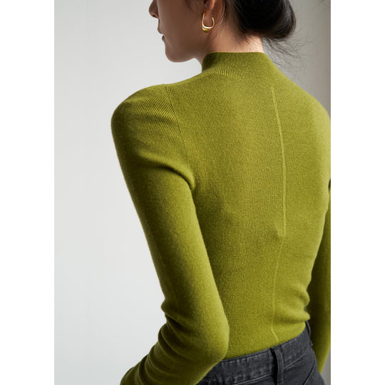 Damen-Strickpullover aus Wolle mit Stehkragen