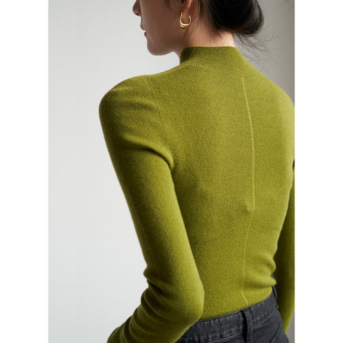 Damen-Strickpullover aus Wolle mit Stehkragen