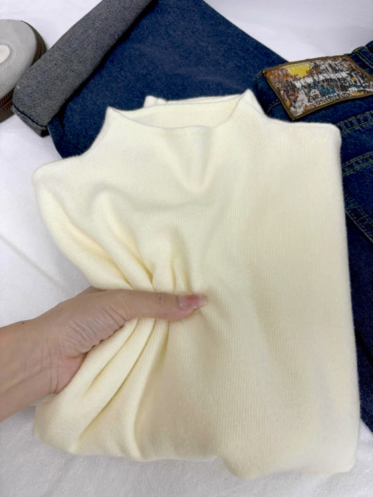 Damen-Strickpullover mit Stehkragen, gefüttert