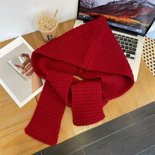 Strickmütze mit Schal, einfarbig, warm, 2-in-1 Set