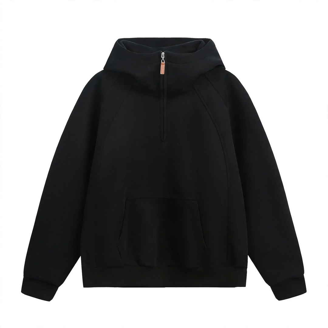 Unisex-Kapuzenpullover mit Reißverschluss und Stehkragen