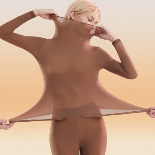 Damen-Thermo-Unterwäscheset mit Stehkragen, elastisch