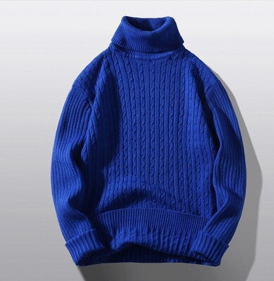 Herren-Strickpullover mit Rollkragen und Zopfmuster
