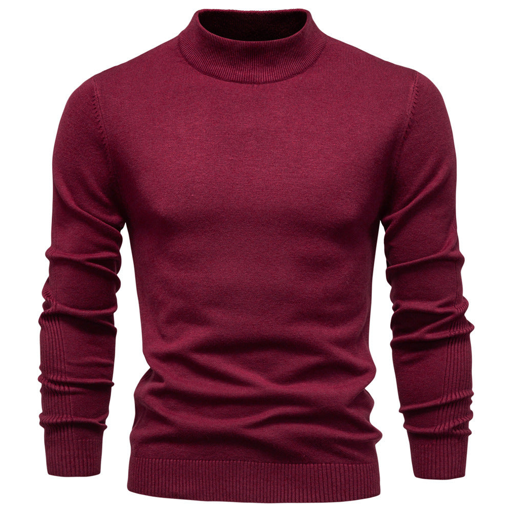 Herren-Rollkragenpullover, einfarbig, lässig