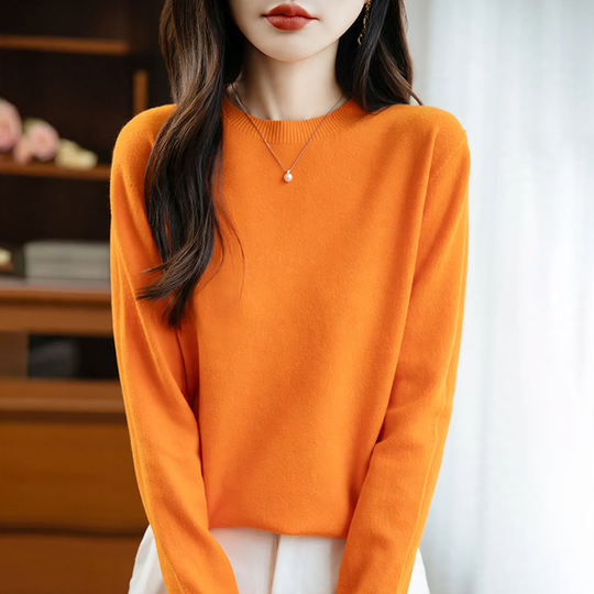 Damen Strickpullover, nahtlos, Rundhalsausschnitt