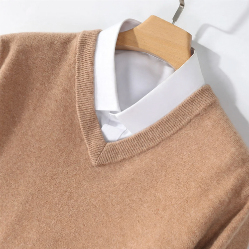 Herren-Wollpullover mit V-Ausschnitt