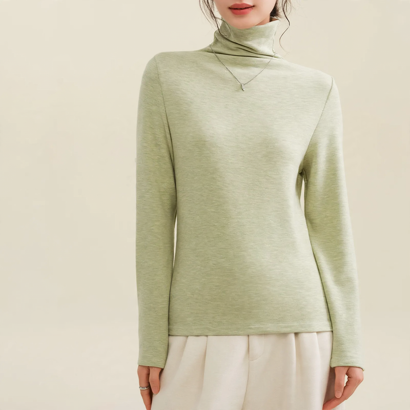 Damen-Woll-Seiden-Pullover, gefüttert, mit Stehkragen