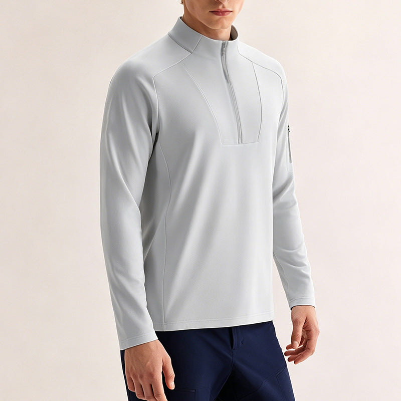 Funktions-Sportshirt mit halbem Reißverschluss