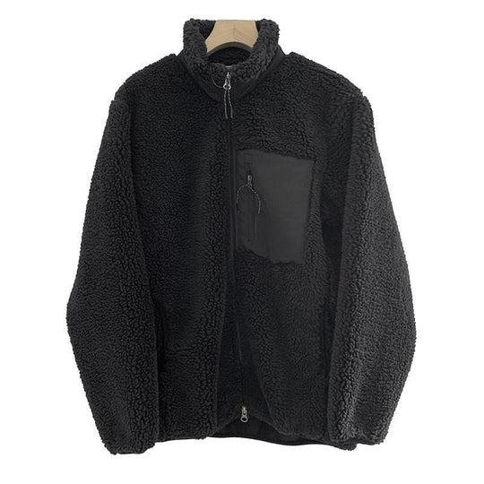 Lammfleece-Jacke mit Stehkragen und Taschen