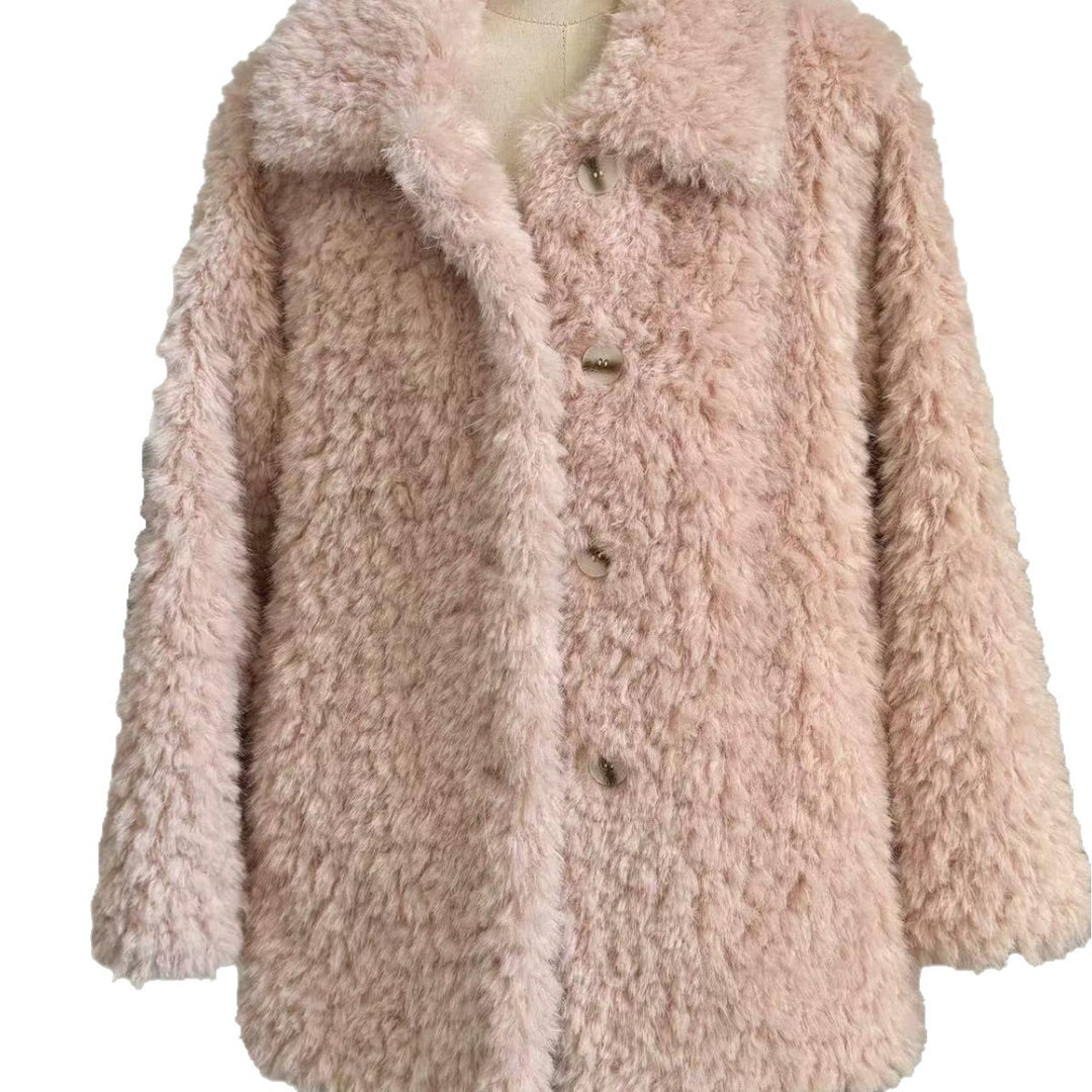 Lockere Lammfellimitat-Jacke für Damen