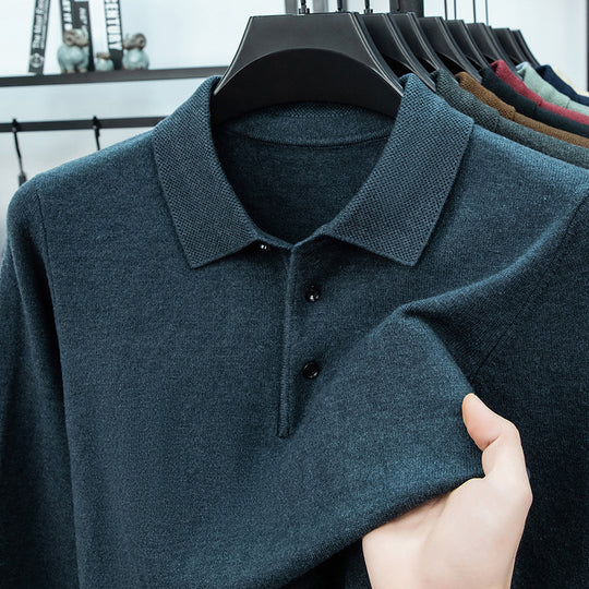 Herren-Strickpullover mit Reverskragen und Thermofutter