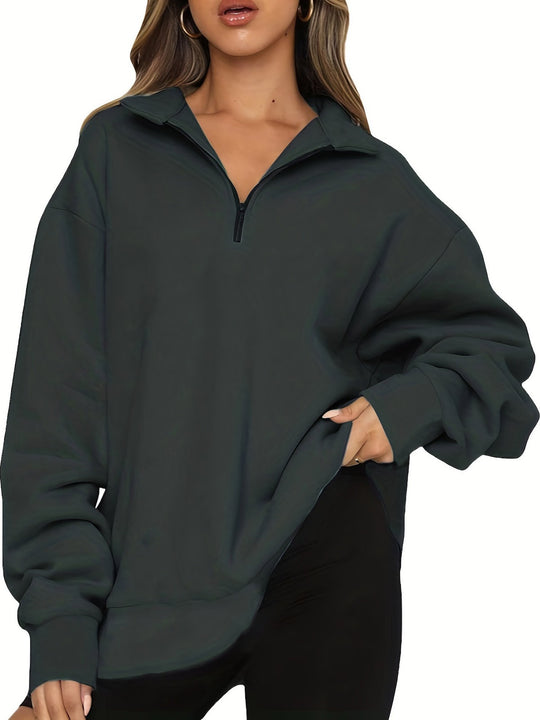 Damen-Sweatshirt mit Reißverschluss und Stehkragen