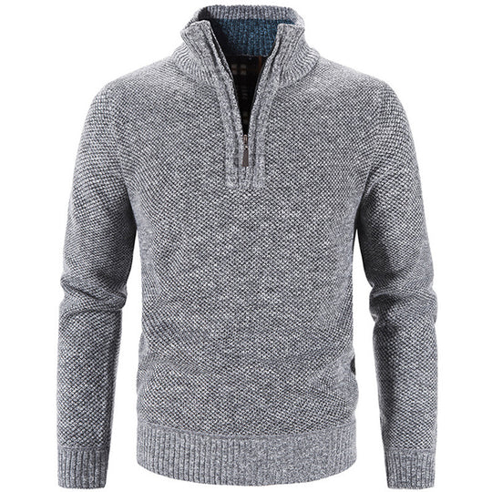 Herren-Strickpullover mit Stehkragen und Reißverschluss