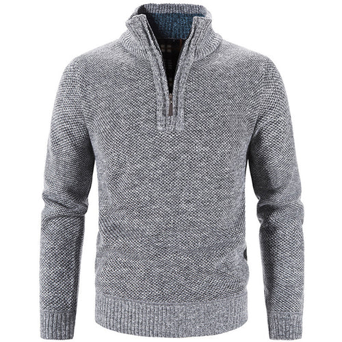 Herren-Strickpullover mit Stehkragen und Reißverschluss